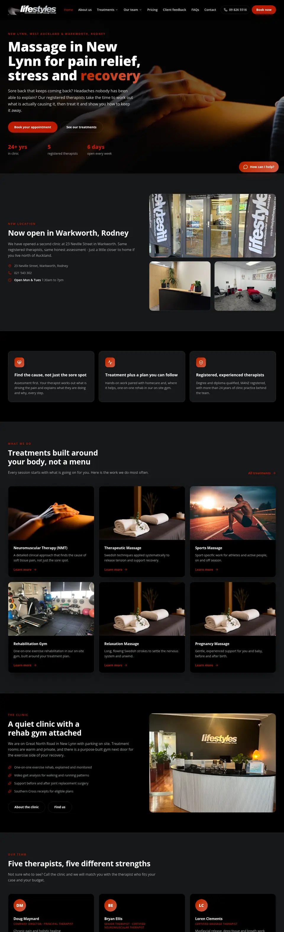 Lifestyles Massage homepage